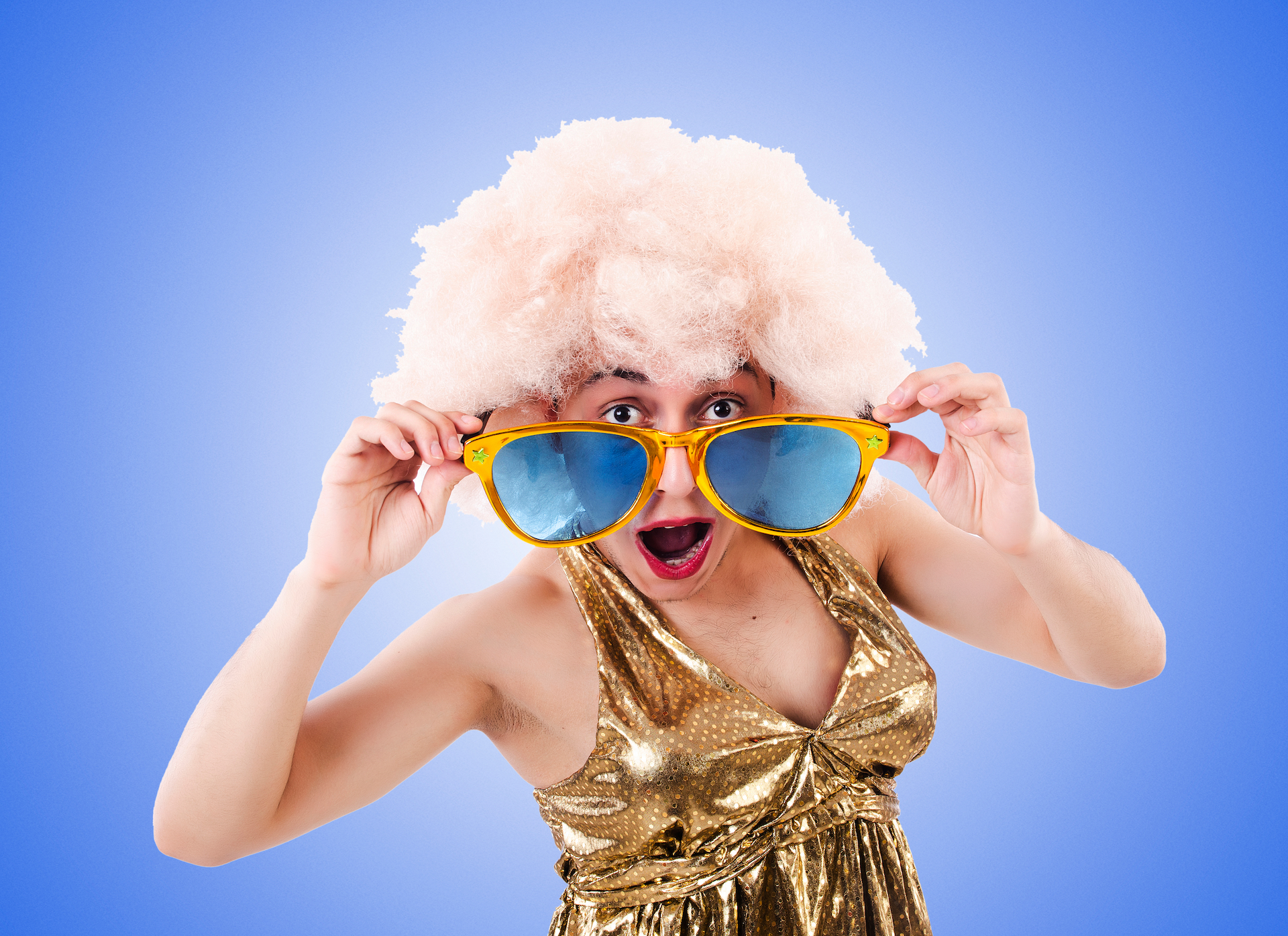 Drag Queen in large glasses